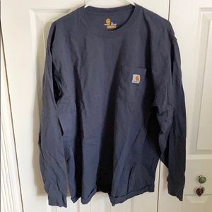 Carhartt Long Sleeve Pocket Tee - Dark Navy Blue
